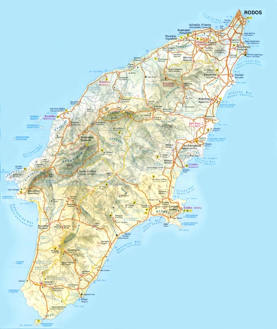 Mapa ostrova Rhodos